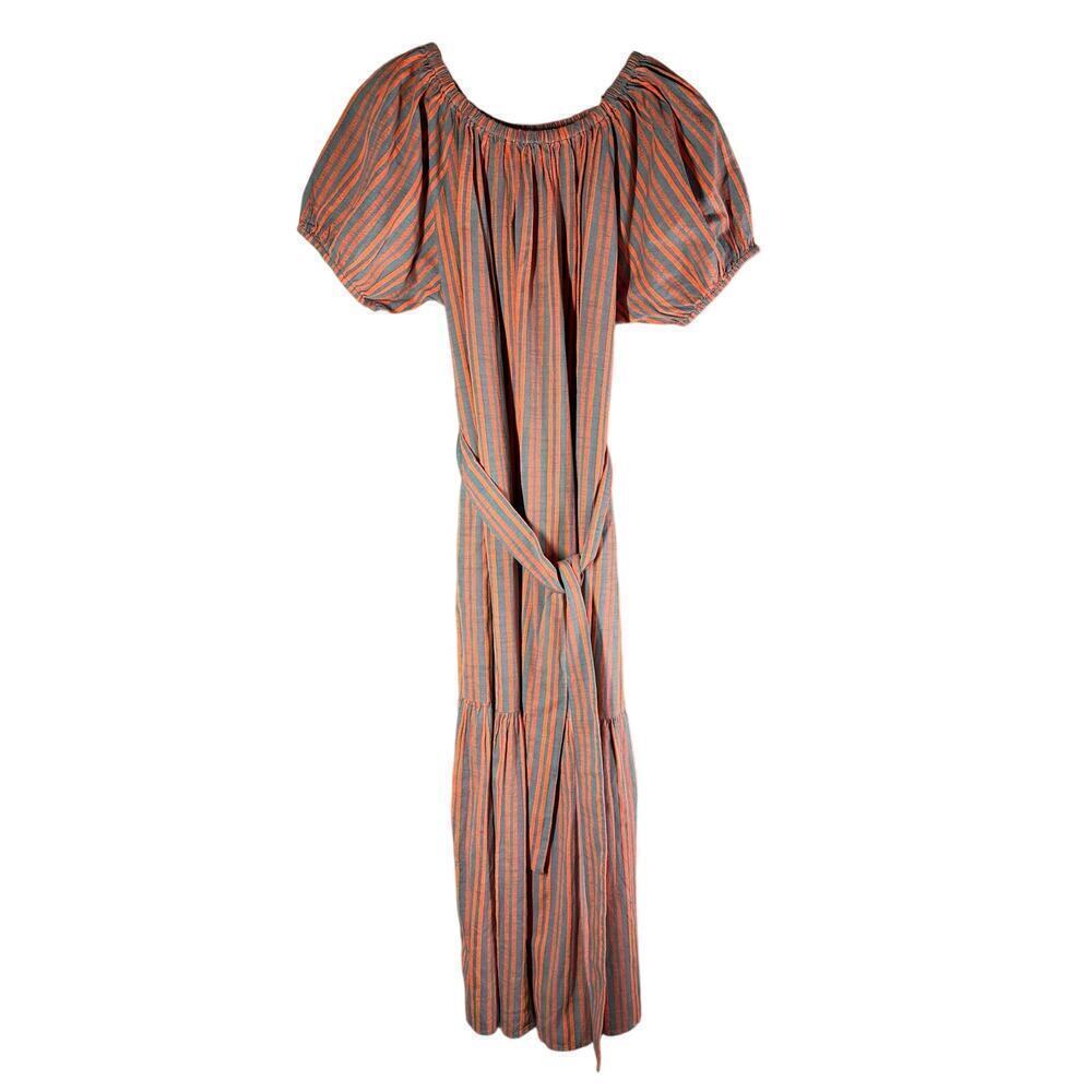 Ace & Jig Nadia Belted Midi Dress Stripe Sundown Size Large Cottagecore